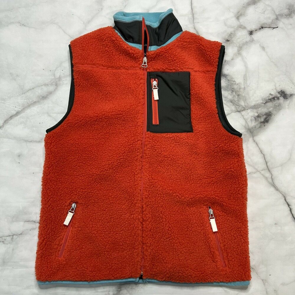 Gap Kids Sherpa Fleece Full Zip Vest Red Gray Size XXL 14-16